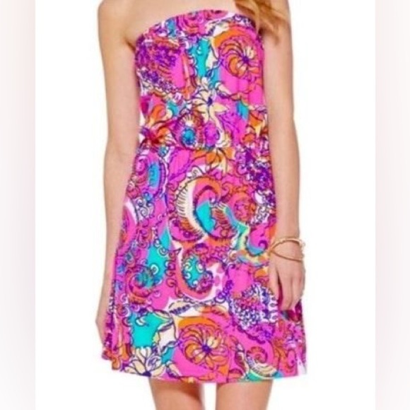 Lily Pulitzer Atwood Strapless Dress in Sea And Be Seen Size XS - Picture 1 of 7